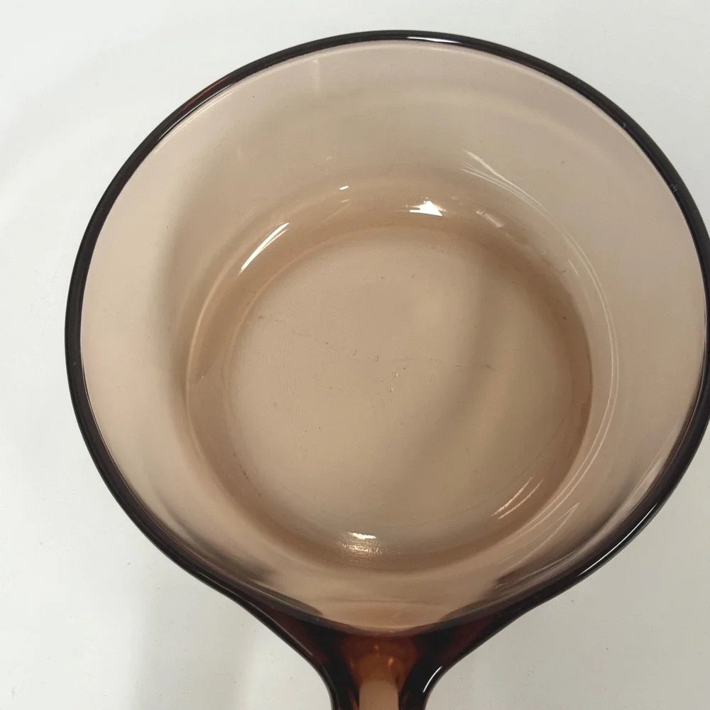 Vintage Visions Corning Amber Glass 0.5L Saucepan Pot